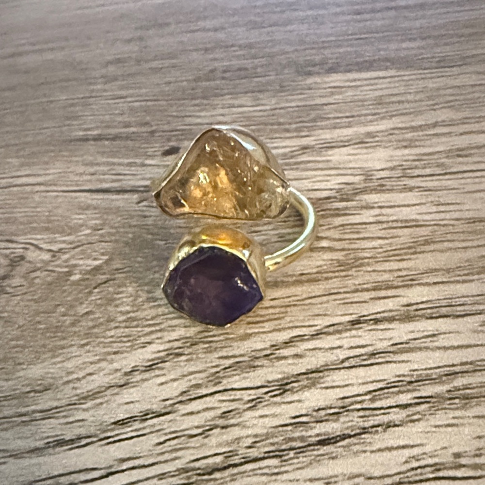 Gold and Purple Gemstone Ring